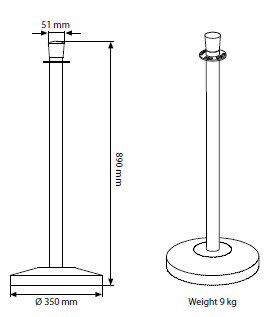 Barreira Q-Rope Basic em Aço Inoxidável